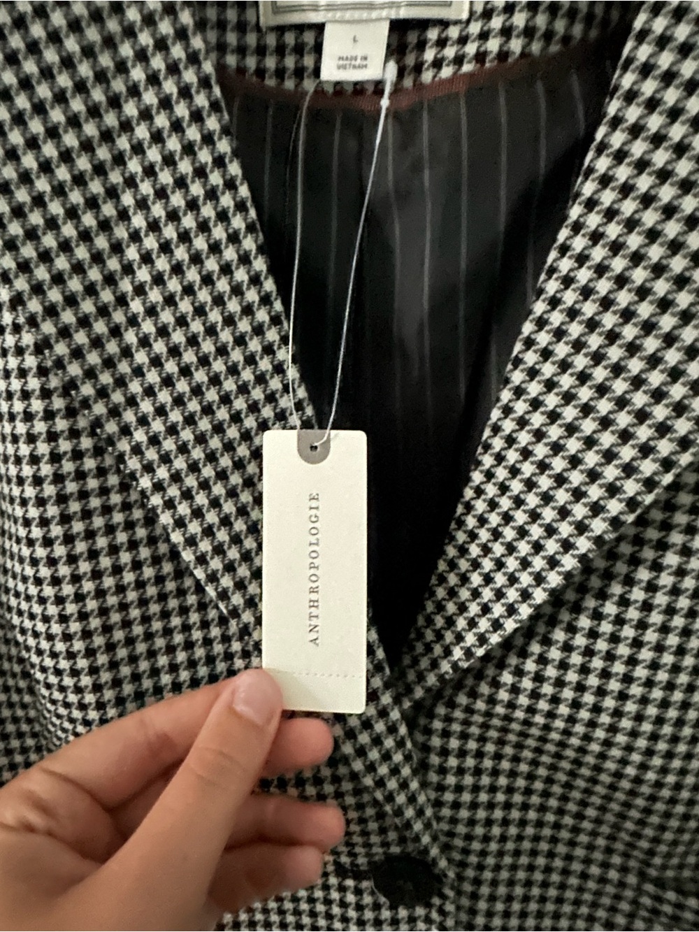 Maeve by Anthropologie Boxy Crop Blazer- Houndstooth size L NWT - Picture 9 of 12